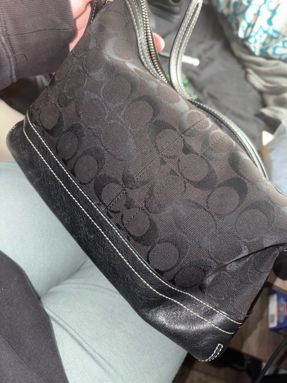 Coach Black Signature Jacquard Shoulder Bag